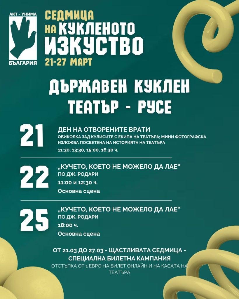 Програма на Седмица на кукленото изкуство 2026 в Куклен театър Русе